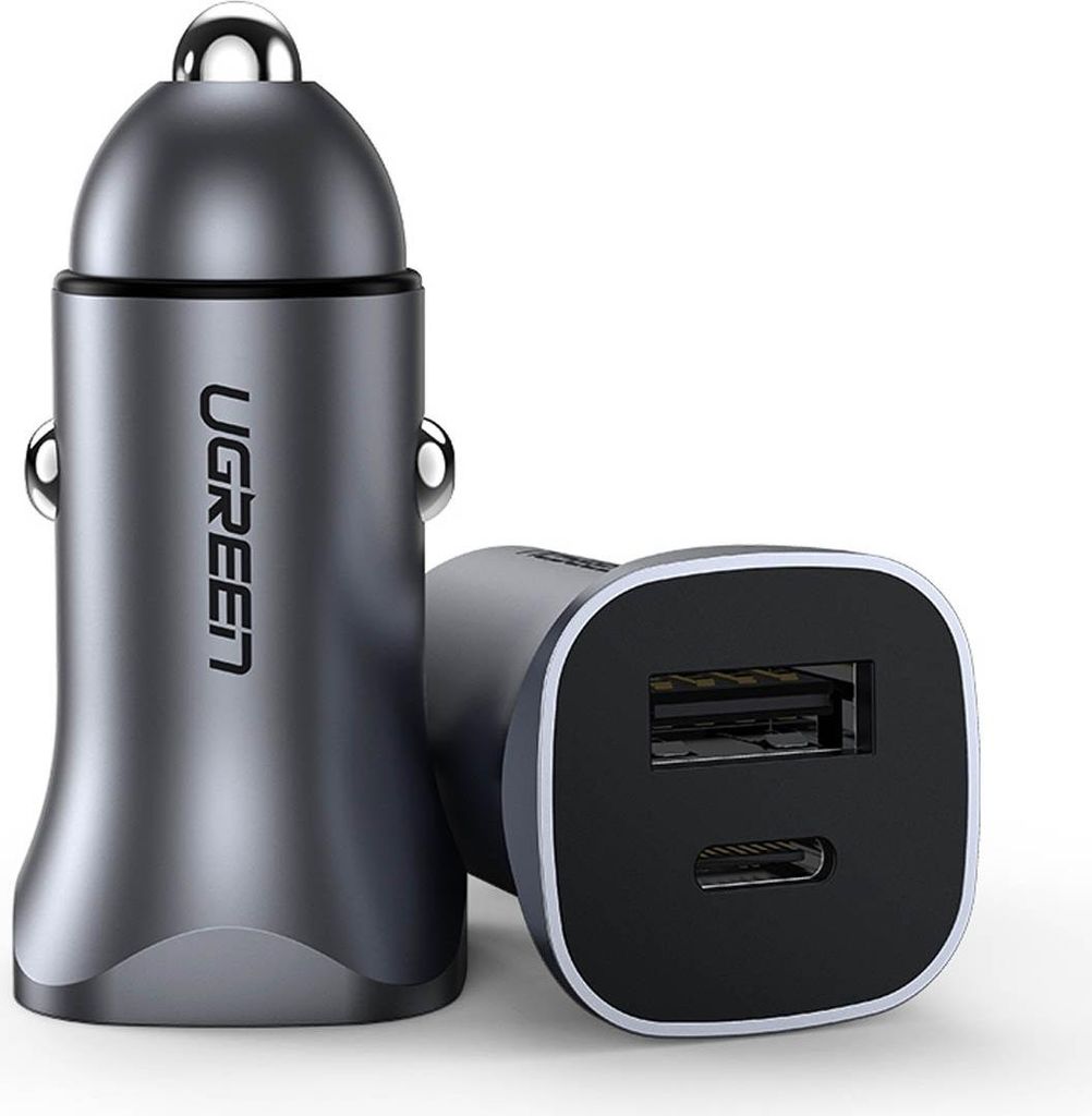 Chargeur de voiture Ugreen CD130 USB-A / USB-C 30W - gris Image du produit 