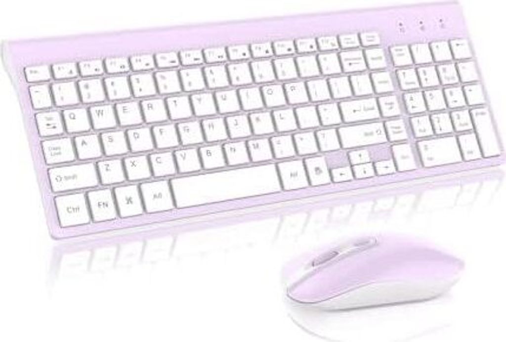 Kabellose Tastatur und Maus Set, Kompaktes Full-Size 2.4G Wireless Keyboard und Maus, Ultra-dünnes Design für Windows, PC, Laptop, Notebook (Lila)