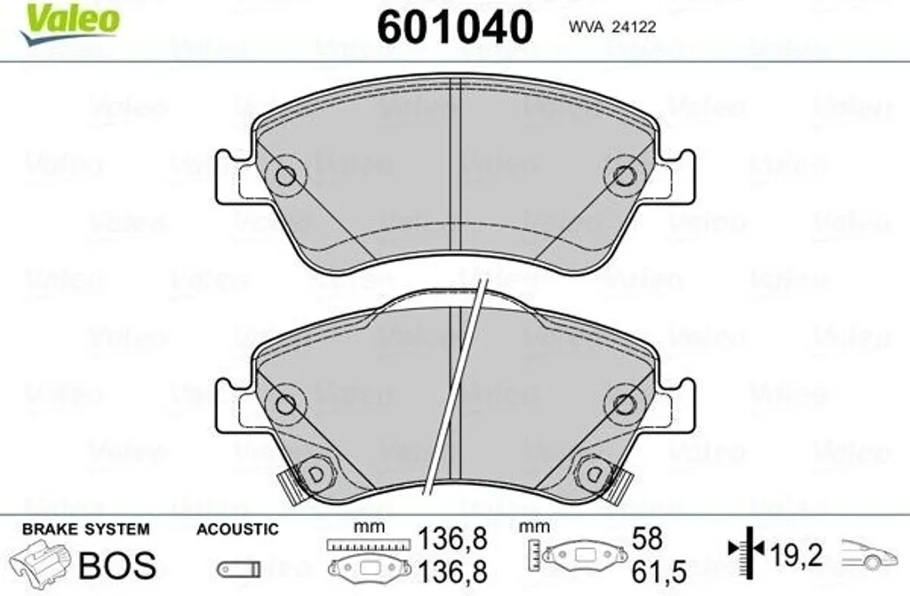 Plaquettes Valeo 601040 Haute Performance pour Freinage Toyota Avant