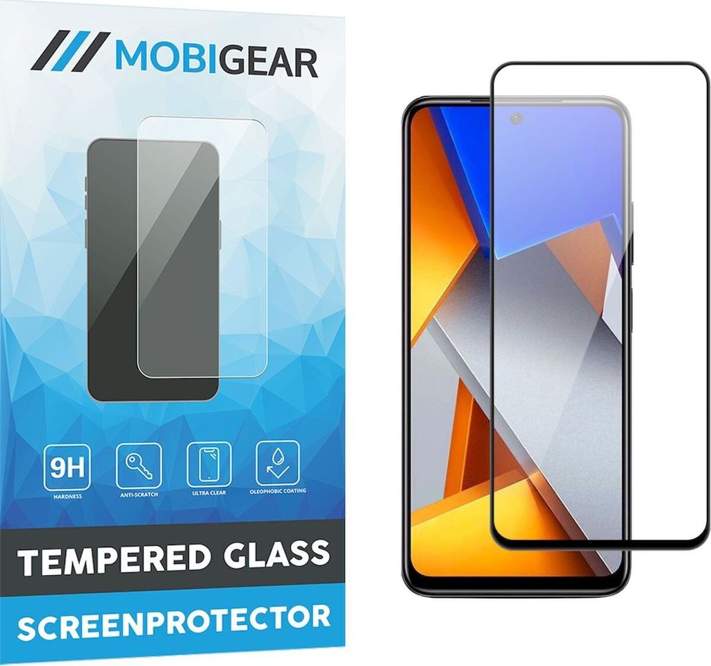 Mobigear Premium POCO M4 Pro 4G Panzerglas Gehärtetes Glas Displayschutz - Hüllenfreundlich - Schwarz