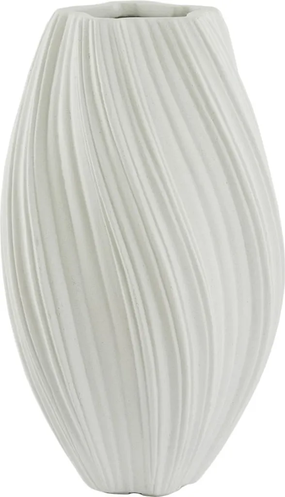 Vase YATUNG en pierre crème Ø30x52 cm - Objet de décoration artisanale