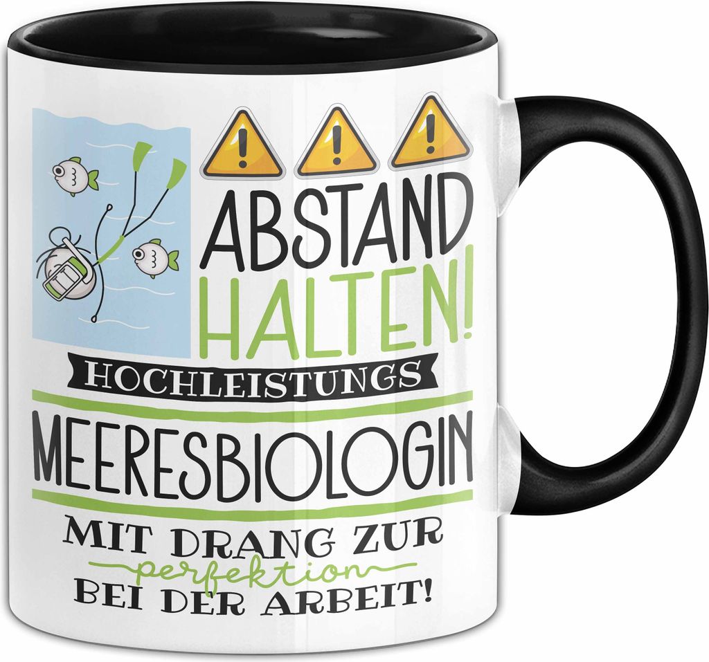 Meeresbiologin Tasse Geschenk Lustig Abstand Halten Hochleistungs-Meeresbiologin Mit Drang Zur Perfektion Bei Der Arbeit (Schwarz)