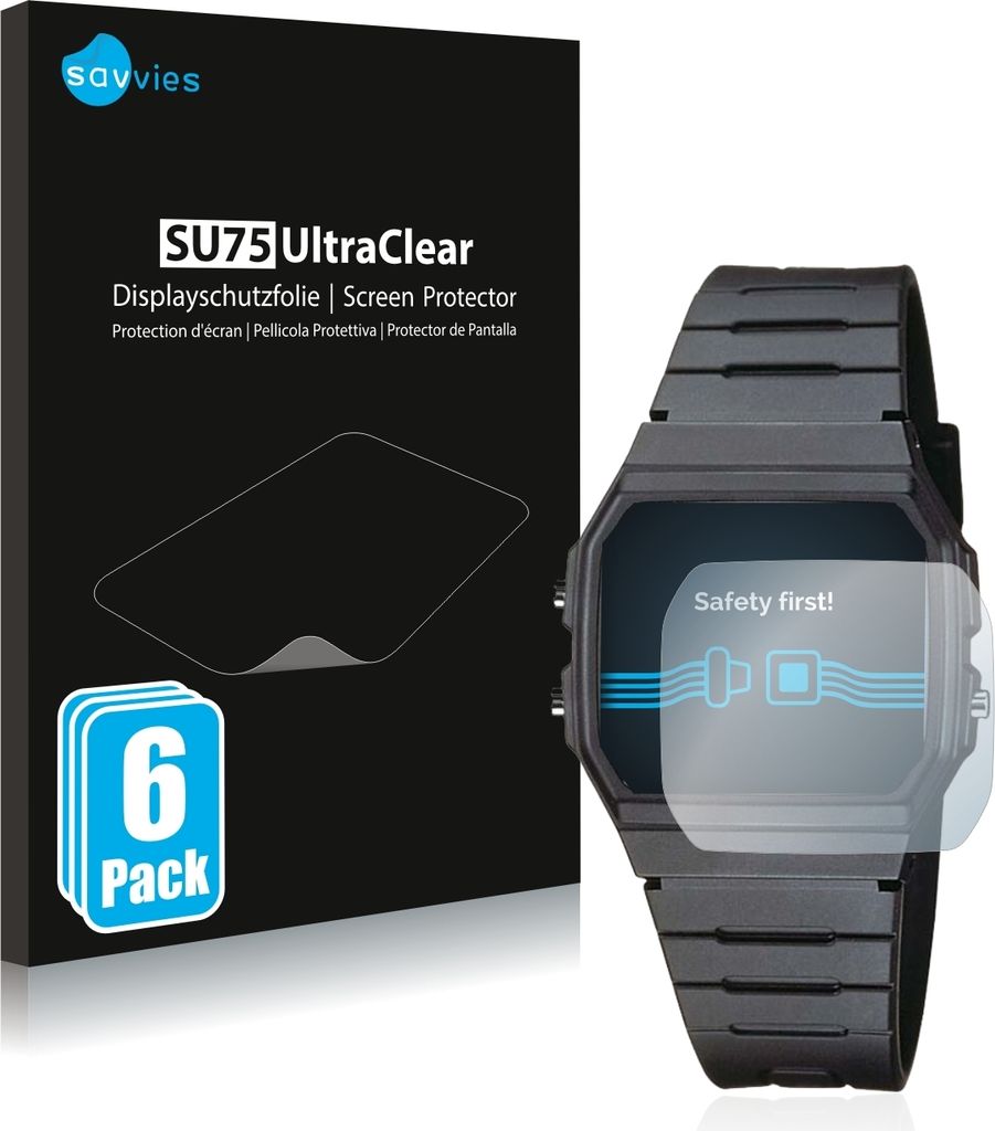 6x Für Casio Collection Uni F-91W Schutzfolie Savvies Produktbild 