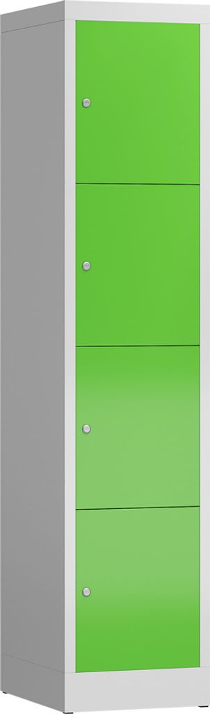 Schließfachschrank Fächerschrank 4 Fächer 1800 x 400 x 500 mm lichtgrau/gelbgrün X-523415
