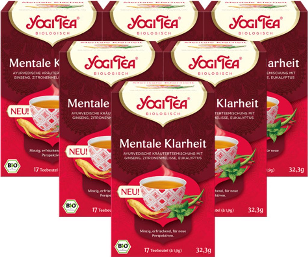 6 x YOGI TEA Mentale Klarheit  32,3g  Kräutertee - minzig. Produktbild 