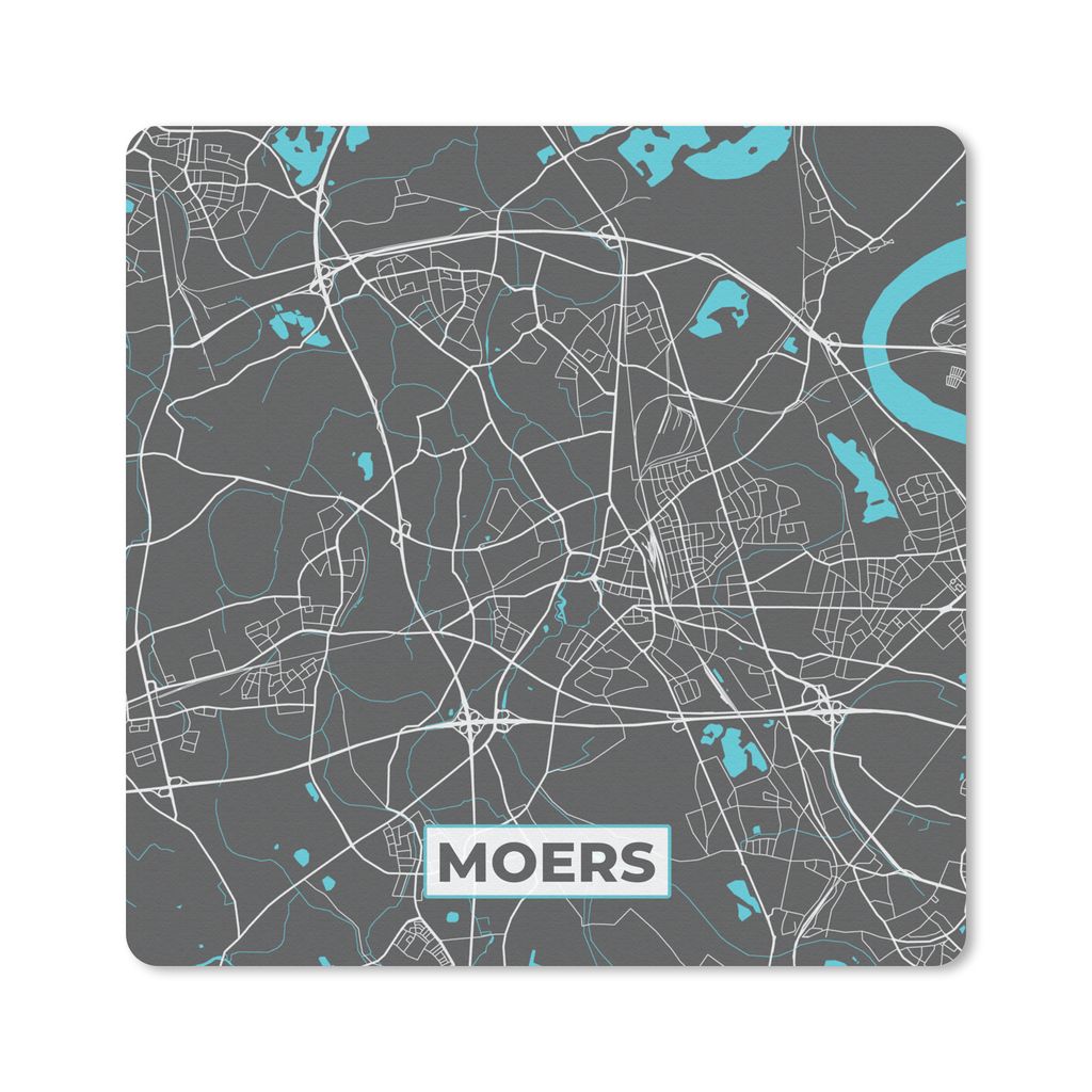 MuchoWow Mauspad Mousepad Karte - Moers - Blau - Stadtplan - Deutschland 30x30 cm - Mousepads - Maus Mat - Pad - Mausunterlage - Gaming