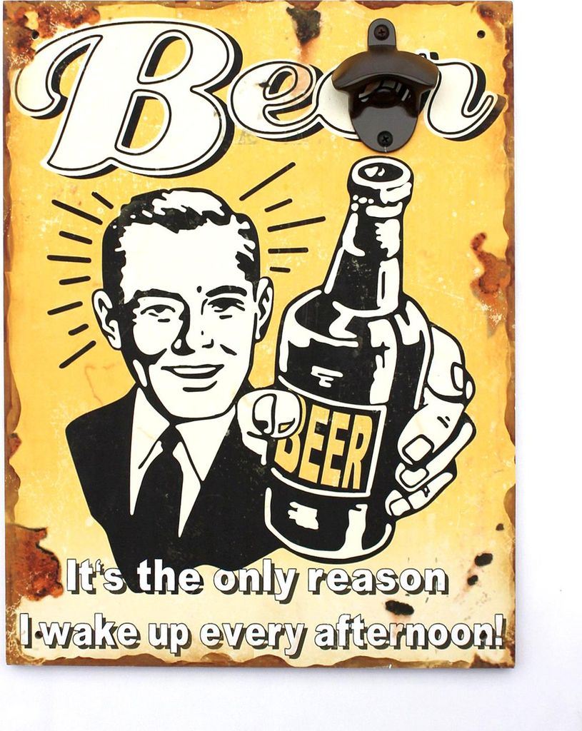 Wandbild Beer mit Flaschenöffner 40 cm Bieröffner 21261 Gelb Wandflaschenöffner