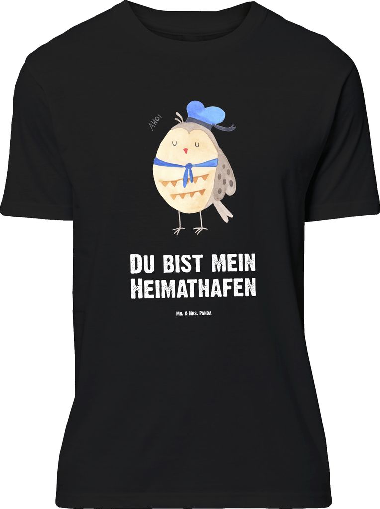 Mr. & Mrs. Panda Größe XL T-Shirt Eule Matrose - Schwarz - Geschenk, Ehe, Heimathafen, Shirt, Tshirt, Freundin, Hochzeitstag, mit Spruch