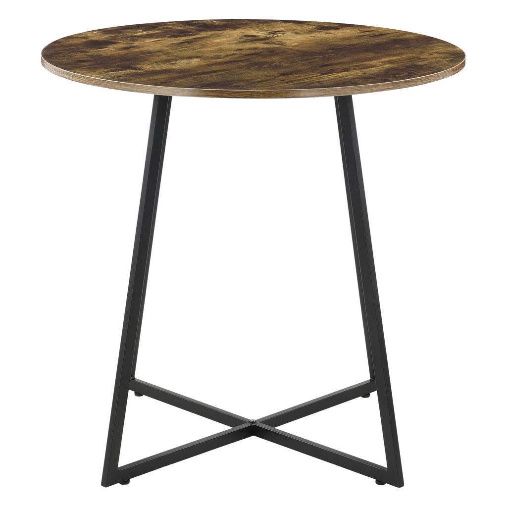 In And OutdoorMatch Esstisch Jeremie - Rund - 78x80 cm - Schwarz und Holzfarben - MDF und Stahl - Modernes Design