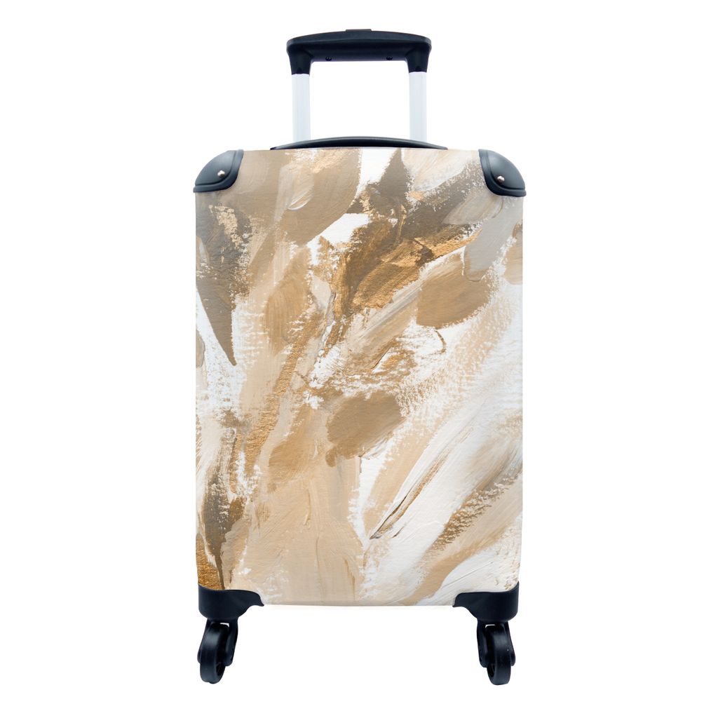 MuchoWow Koffer Handgepäck Trolley Rollkoffer Kleine Reisekoffer mit 4 Rollen - Farbe - Braun - Abstrakt - Cabin Size < 55x40x23 cm & 55x40x20 c...