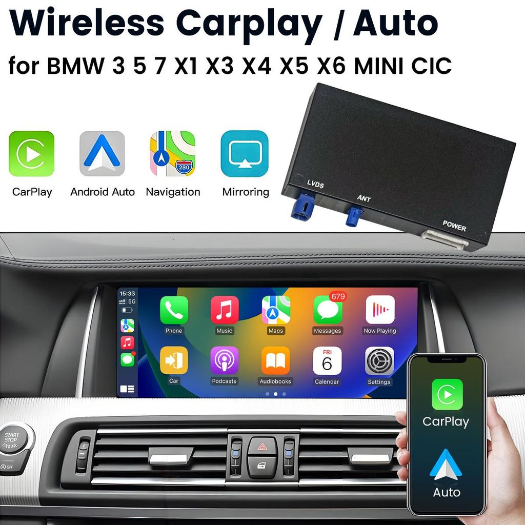 Module CarPlay/Android Auto sans fil pour BMW 6,5/8,8/10,25 Image du produit 