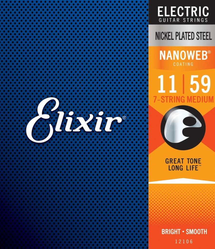 Elixir 12106 Nanoweb - Nickel, 7-string medium (011-059)