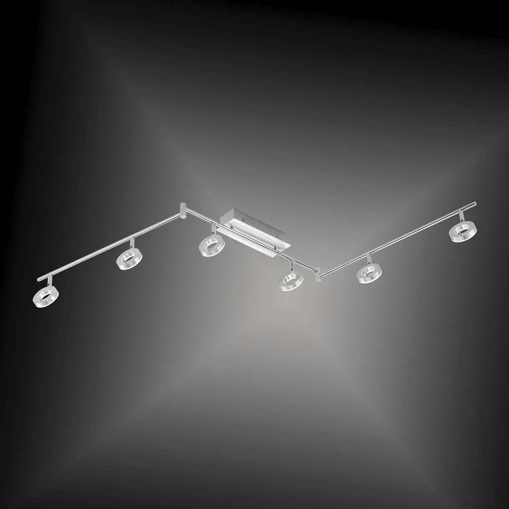 Plafonnier LED 6 spots orientables Sileda en aluminium gris mat chic - 3
