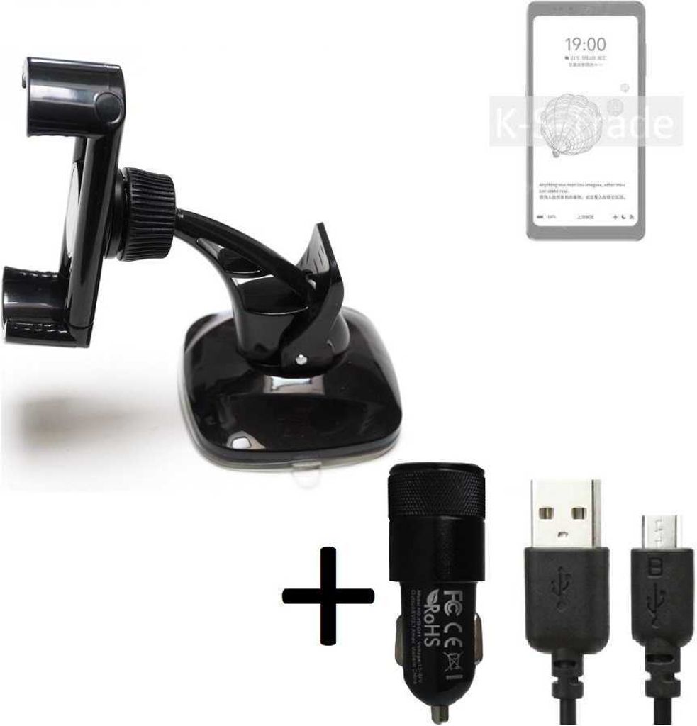 K-S-Trade Halterung kompatibel mit HiSense A9 Windschutzscheibe / Armaturenbrett + LADEGERÄT mit Mico USB Kabel Autohalterung KFZ Halter