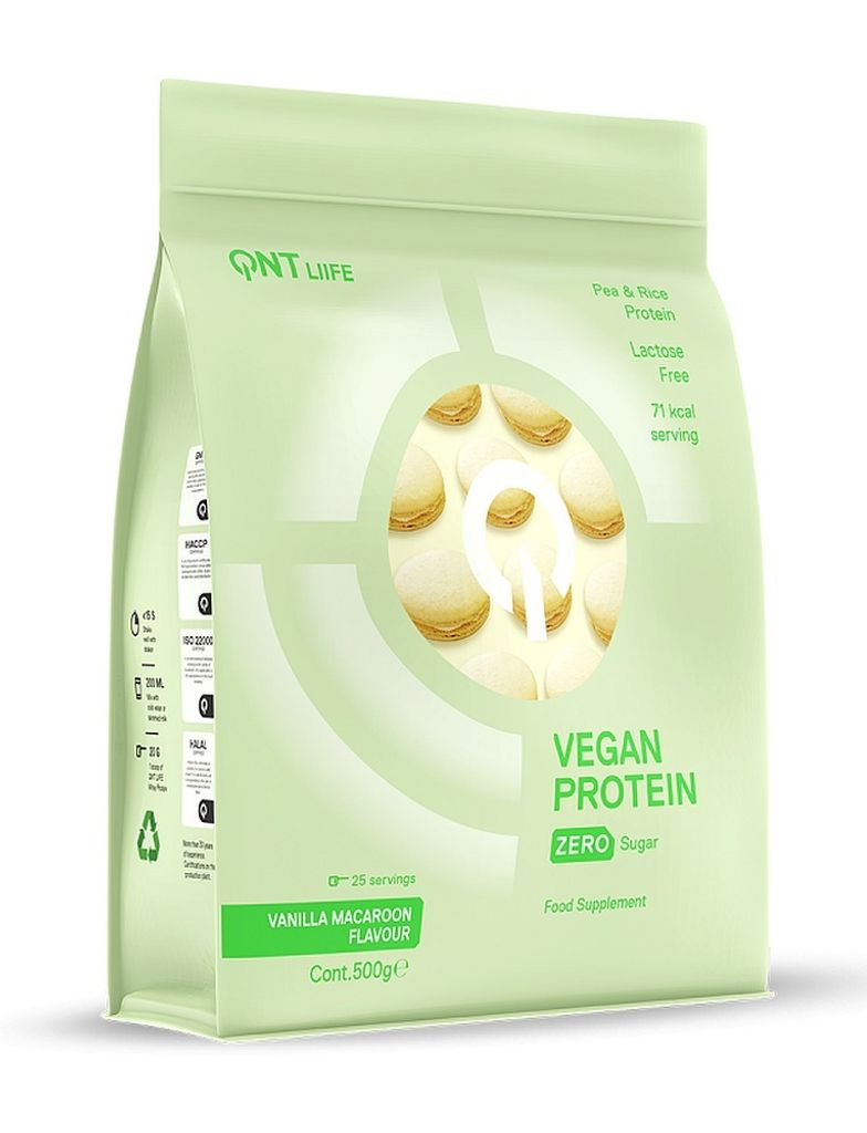 QNT Vegan Protein Powder (500g) Vanilla Macaroon - Eiweiße Produktbild 