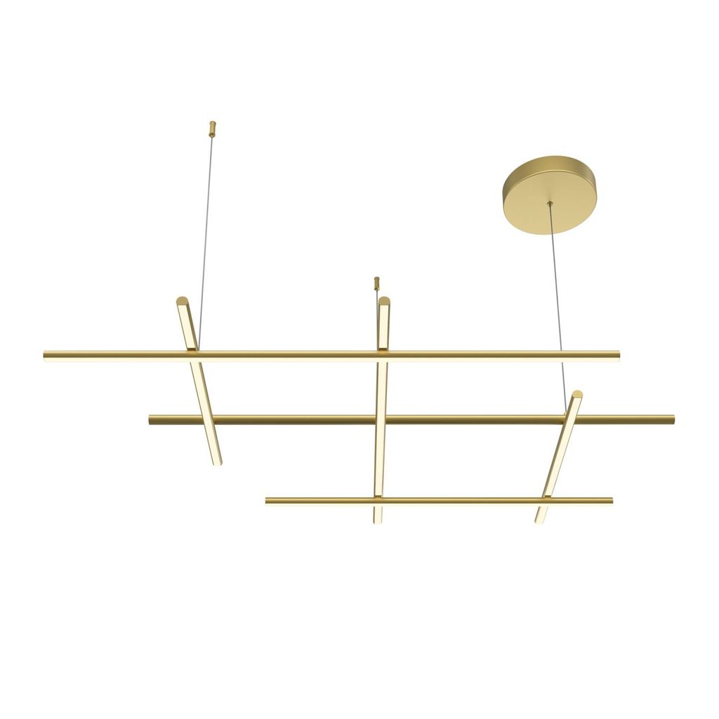 LED Pendelleuchte Aluminium warmweiß 3000 K 3150 lm H: max. 312 cm in Gold Modern Hängelampe