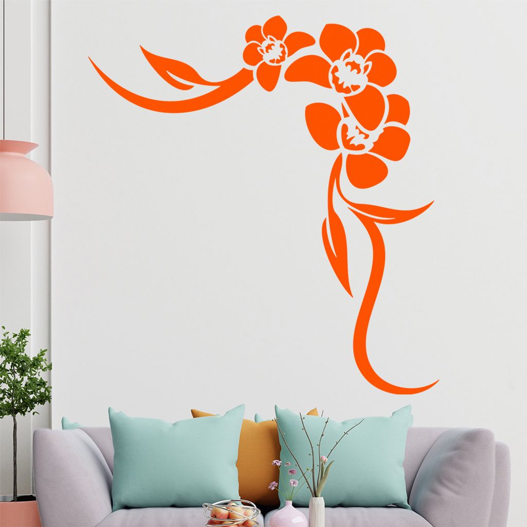 Orchidee - Linien Wandtattoo in 6 Größen - Wandaufkleber Wall Sticker - Dekoration, Küche, Wohnzimmer, Schlafzimmer, Badezimmer