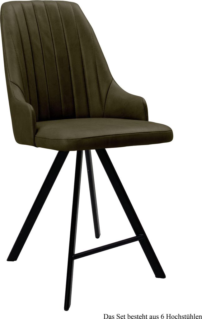 Thekenstuhl (6er-Set) Demeter 52x108x60 Schwarz/Khaki