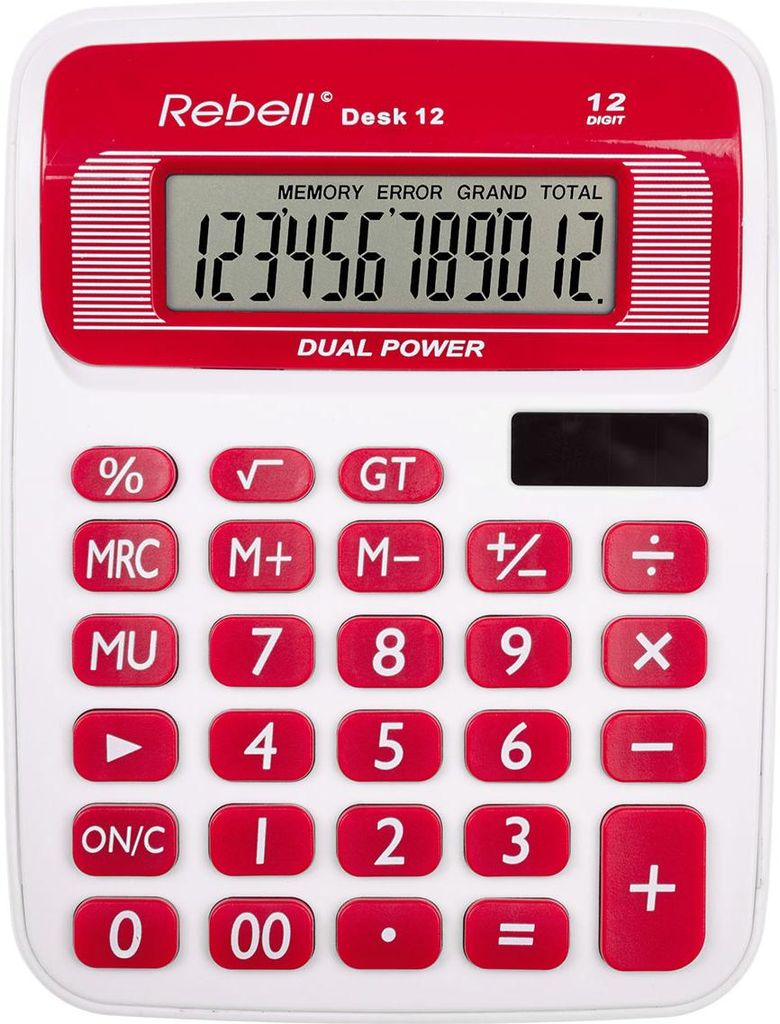 Rebell Desk 12 Tischrechner anzeigend weiß/rot für Büro und Zuhause