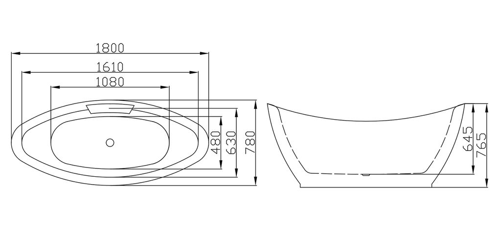 Mai & Mai Freistehende Badewanne 180x80cm Oval inkl. Produktbild 7