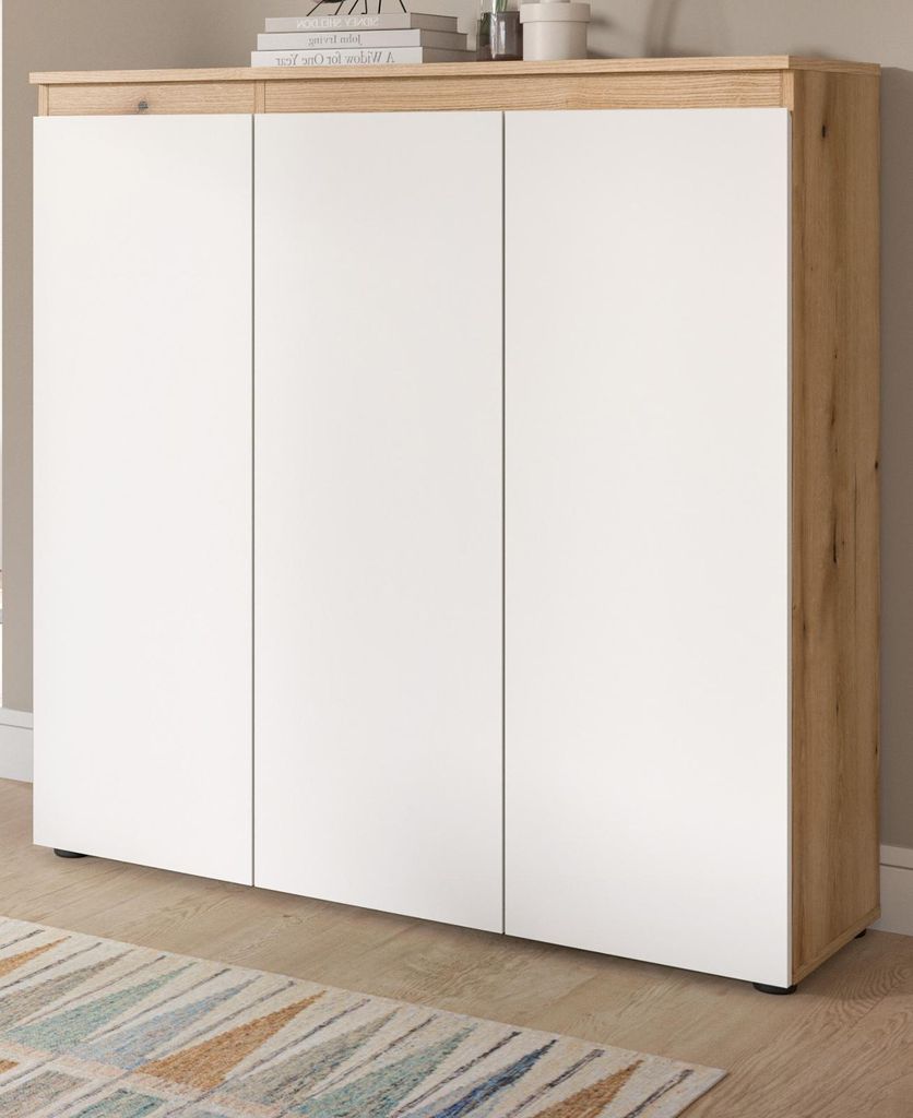 Kommode "Assino" in weiß und Evoke Eiche 105 x 111 cm Produktbild 