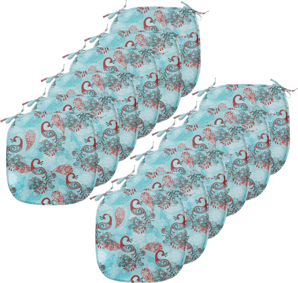 Set 12 Cuscini Sedie ABAKUHAUS Peacocks 40x40 Impermeabili Azzurro Rosso