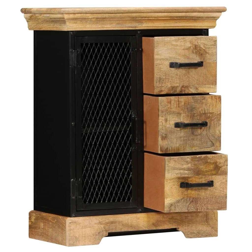 Petit buffet industriel bois massif de manguier pour optimiser l'espace