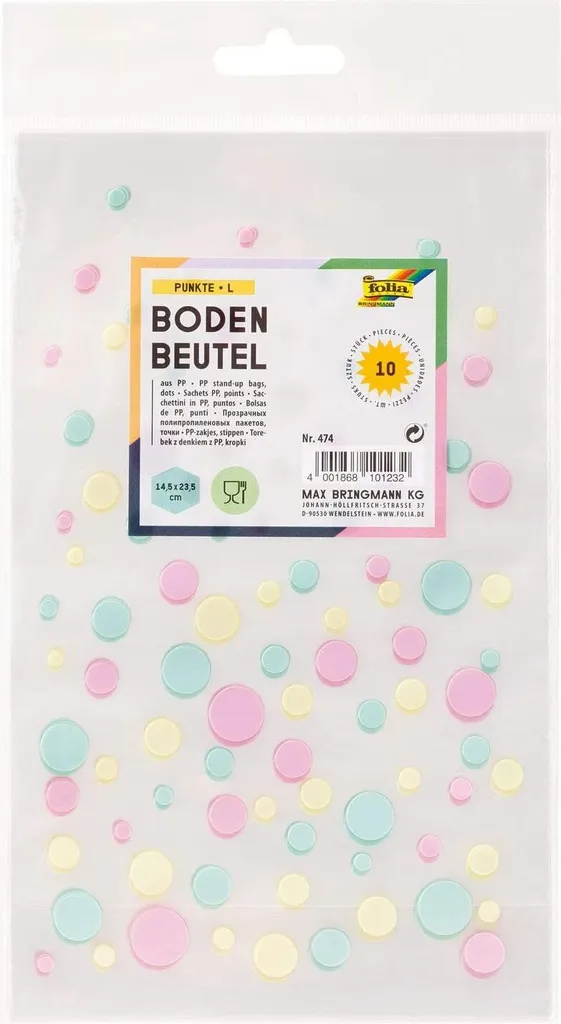 Sachet Cadeau à Fond Plat à Pois Folia 14,5x23,5 cm pour Confiseries