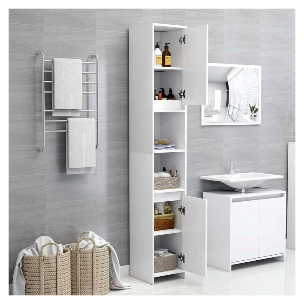 Badezimmerschrank Weiß 30x30x183,5 cm Holzwerkstoff