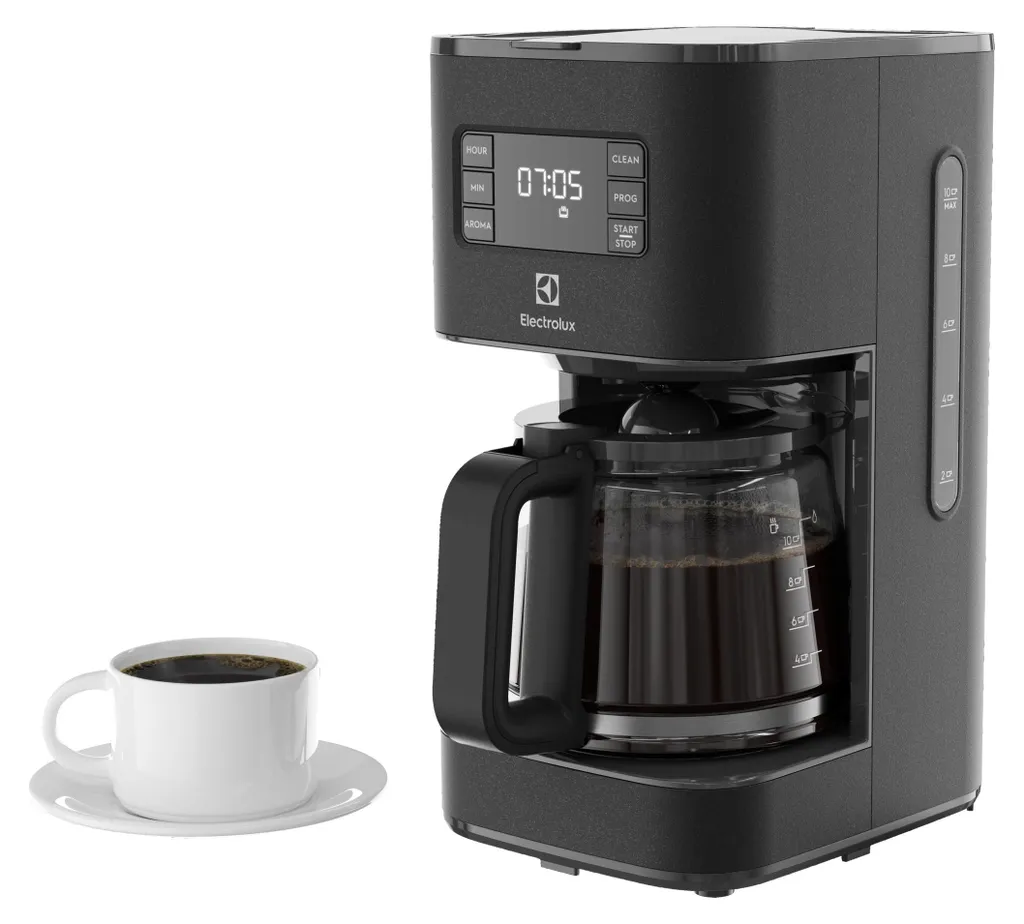 Electrolux Macchina da caffè con mulino per chicchi modello E6CM1-5ST, macchina da caffè con timer, funzione aroma, spegnimento automatico, 915W, produce da due a dieci tazze di caffè, acciaio
