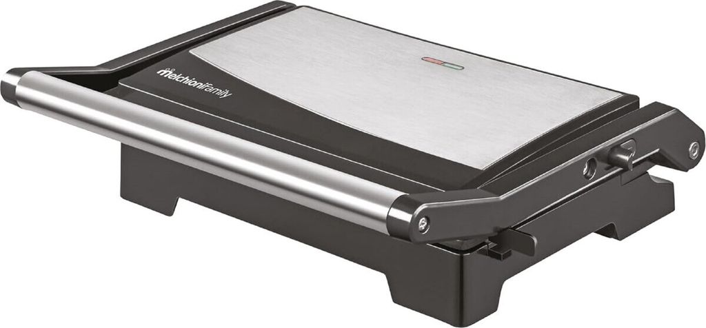 Melchioni Grillplatte 1000W Schwarz Antihaft 180° Öffnung für Sandwiches und Fleisch