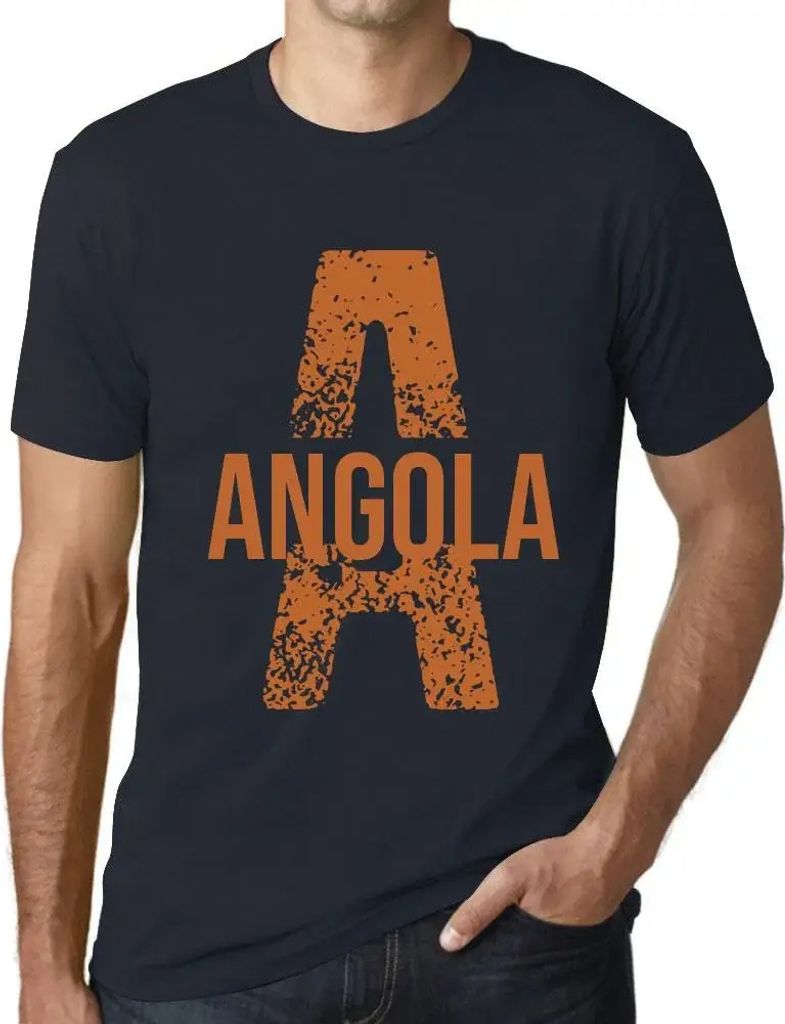 Herren Grafik T-Shirt Angola Öko-Verantwortlich Vintage Jahrgang Kurzarm Lustige Druck Geburtstag Geschenk Mann