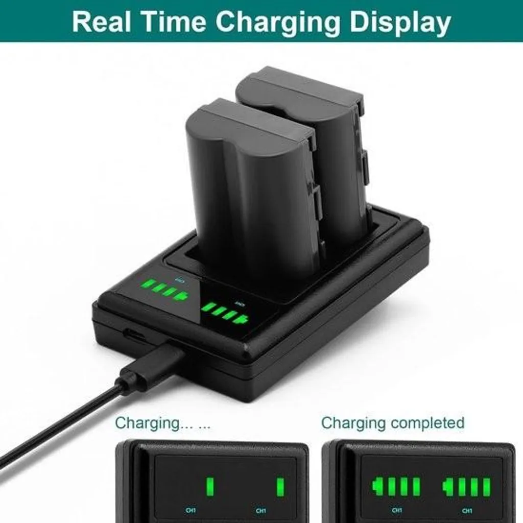 Batterie BP-511A haute capacité 1600mAh et chargeur USB compact - 4