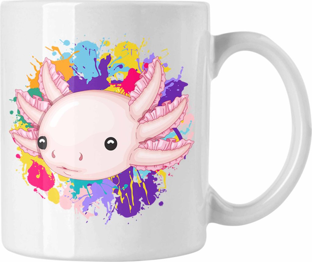 Trendation - Axolotl Tasse Geschenk Schwanzlurch Gamer Geschenkidee für Schwanz-Lurch Liebhaber (Weiß)