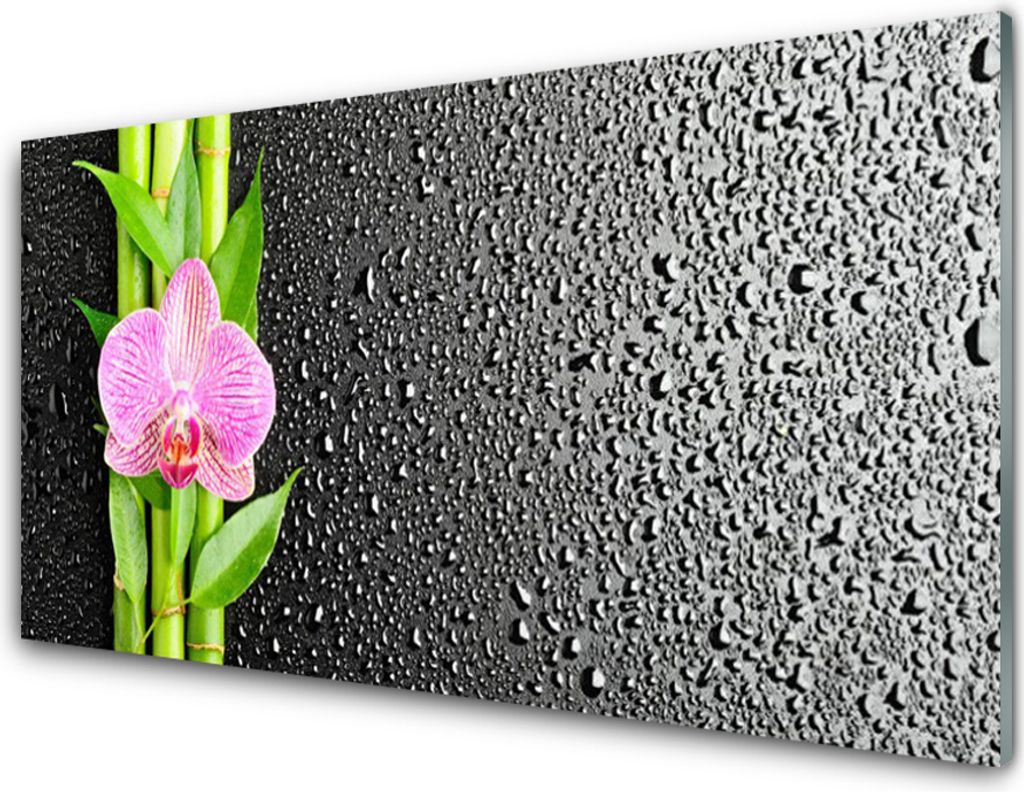 Küchenrückwand aus Glas 100x50cm Spritzschutz Bambusrohre Blume Pflanzen