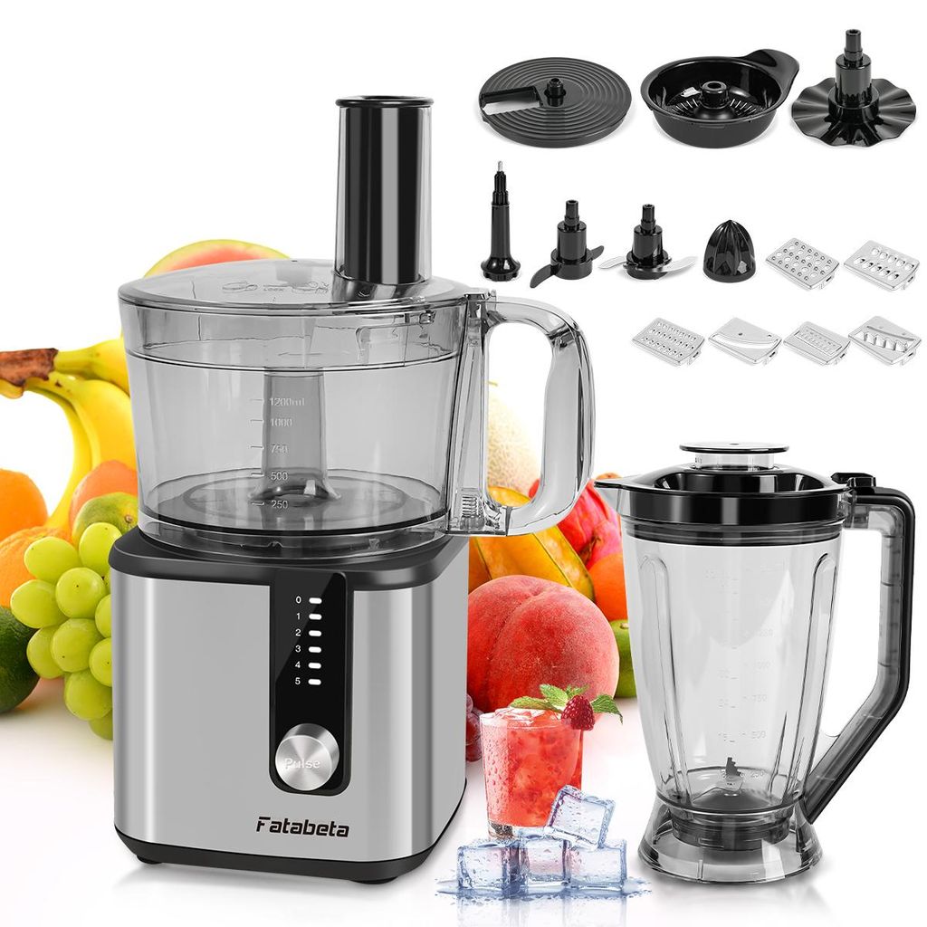 7MAGIC Küchenmaschine Multifunktional, 750W Food Processor Kompakt küchenmaschine 9 in 1 include Küchenmaschine Zerkleinerer, 1,2L Rührschüsse...