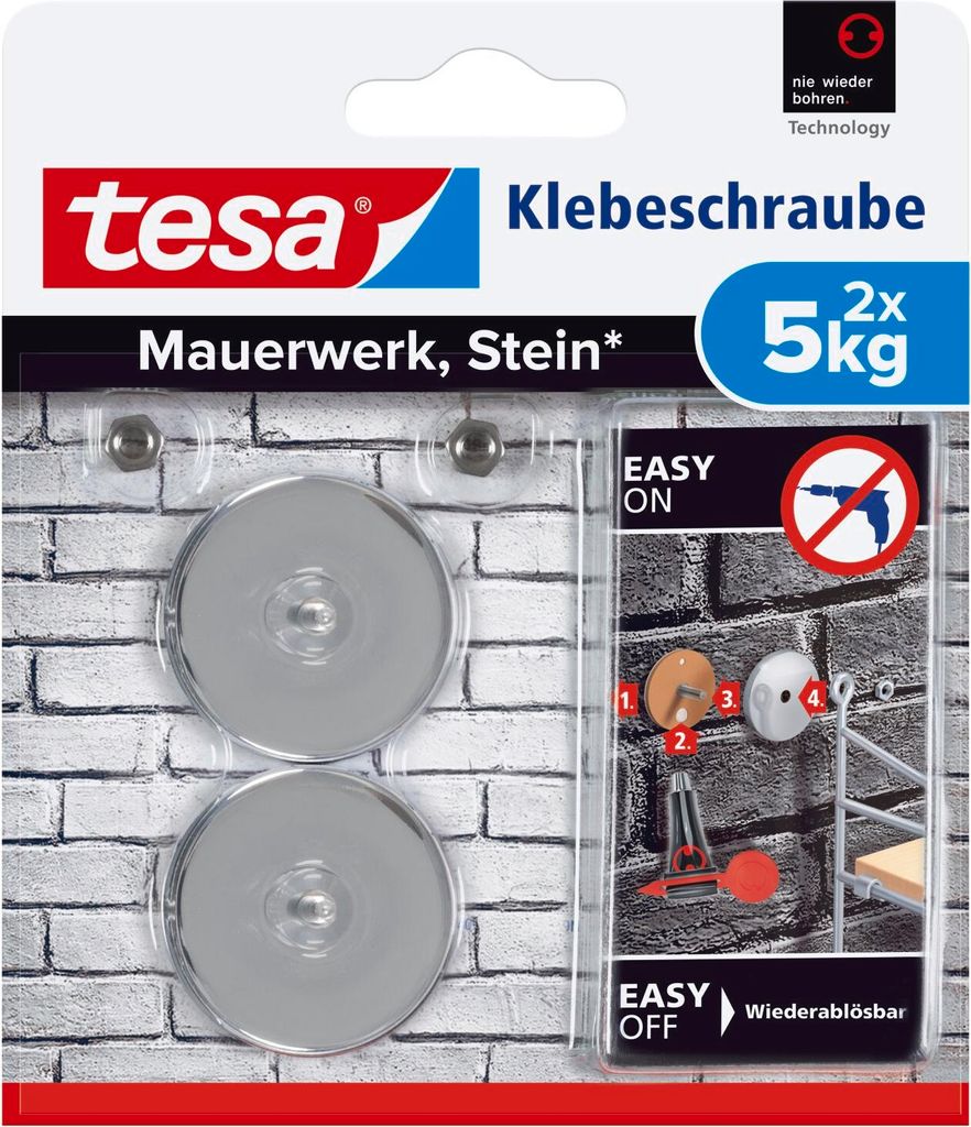 tesa Klebeschraube für Mauerwerk und Stein, Halteleistung 5 Produktbild 
