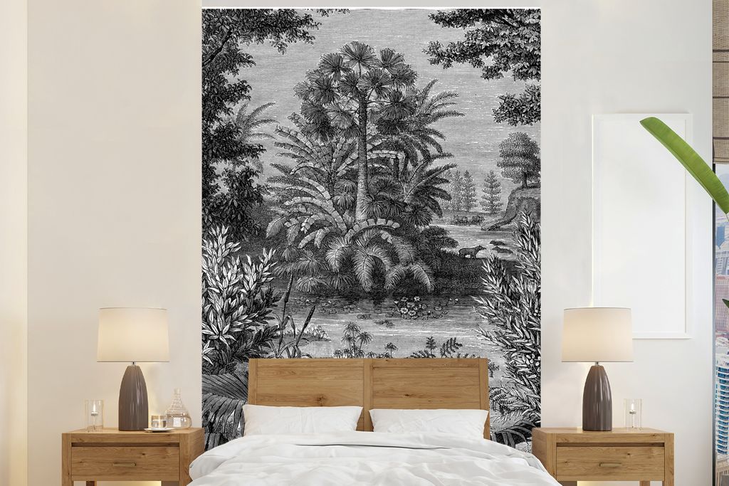 MuchoWow Fototapete für Wohnzimmer oder Schlafzimmer Wandtapete Vinyl Motivtapete Natur - Pflanze - Bäume - Gestaltung - 170x260 cm - Wohnzimme...