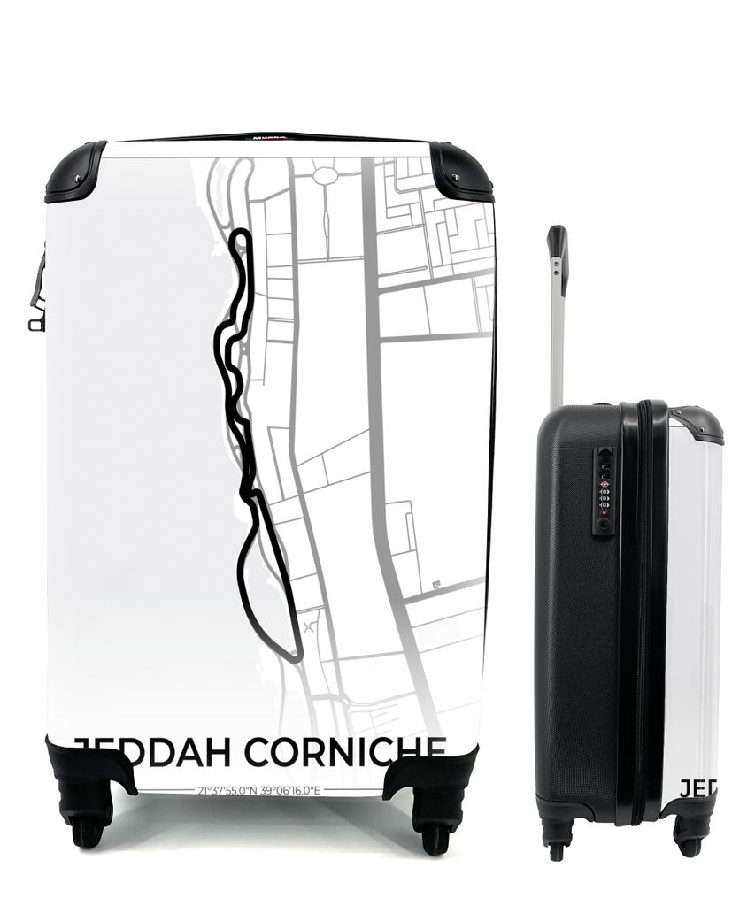 MuchoWow Koffer Handgepäck Trolley Rollkoffer Kleine Reisekoffer mit 4 Rollen - Rennstrecke - Sport - Saudi-Arabien - Formel 1 - Jeddah Corniche...