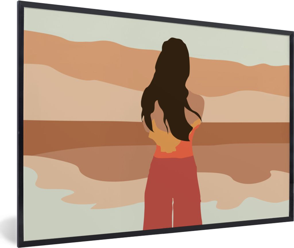 MuchoWow MuchoWow Gerahmtes Poster Frauen - Kleidung - Strand 60x40 cm - Poster mit zchwarzem Bilderrahmen - Printing - Wanddeko Schlafzimmer