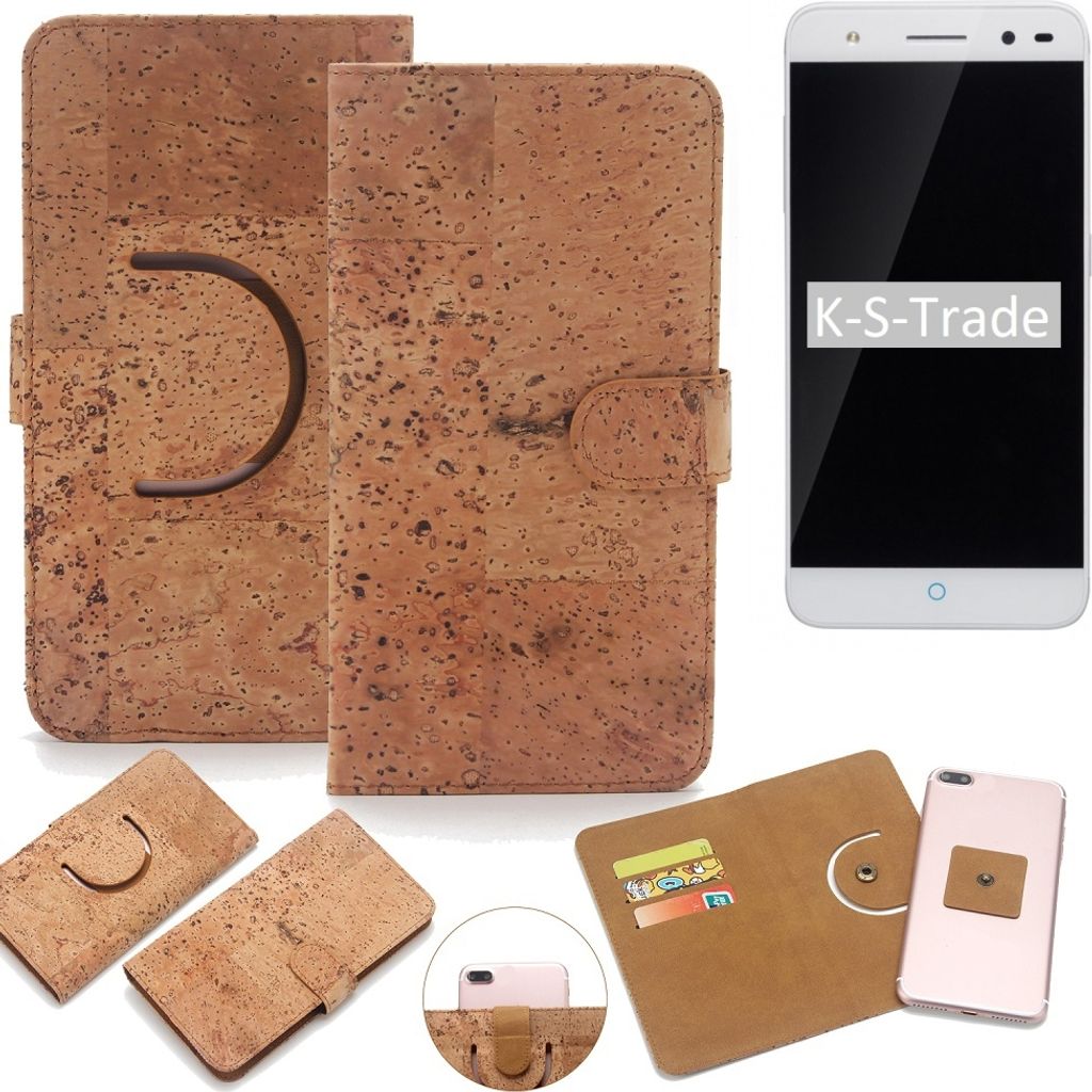 K-S-Trade Handy Hülle Schutz Hülle kompatibel mit ZTE Blade V7 Lite Handyhülle Schutzhülle Korkhülle Kork-Hülle 1x