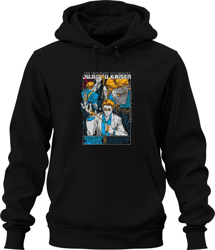 Jujutsu Kaisen Kento Nanami Anzug Brille Anime Manga Geschenk Uni Hoodie Kapuzenpullover, Schwarz, L