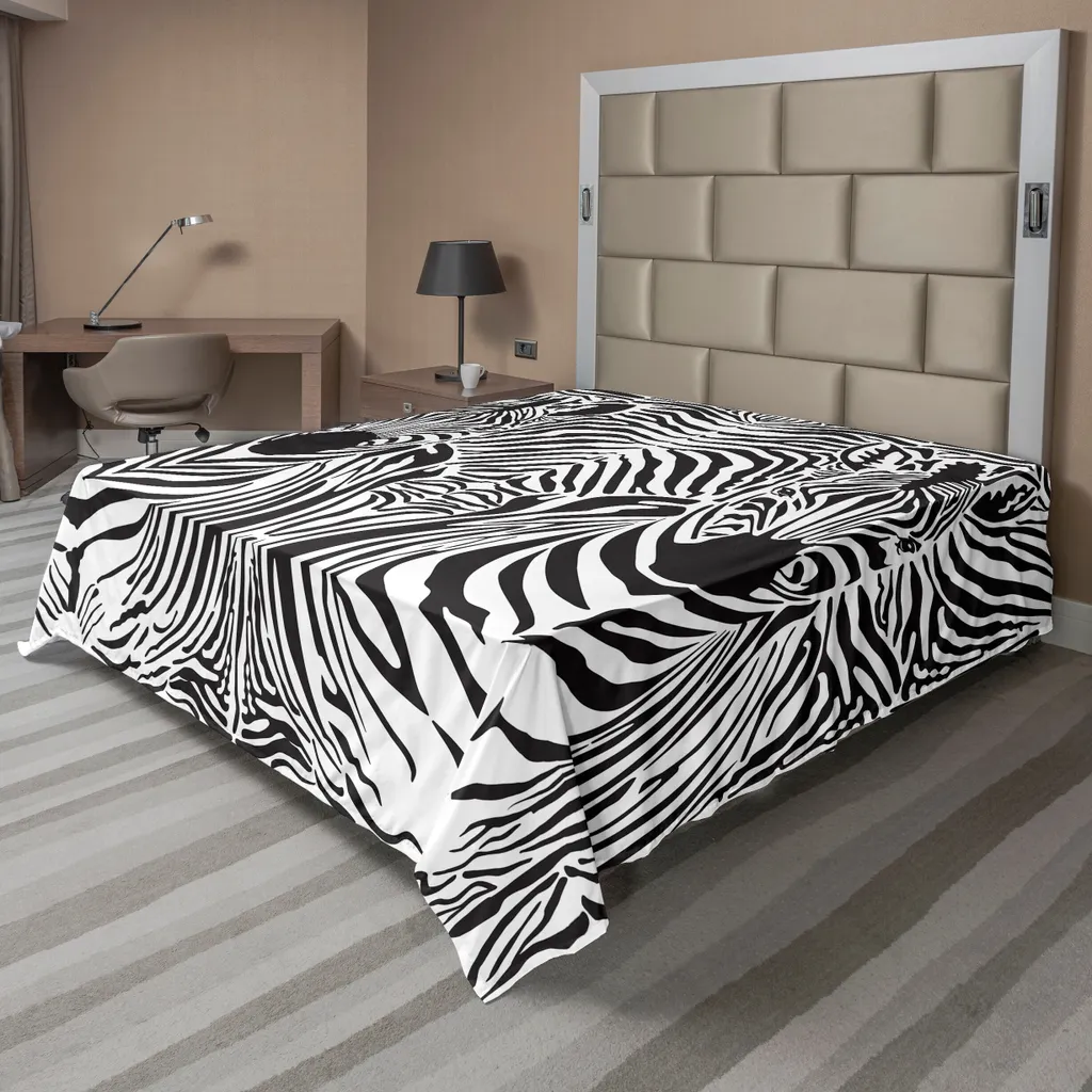 Drap de lit zébré ultra doux et confortable, textile de lit 266x260cm