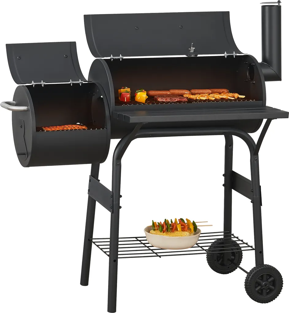 Fumoir de Jardin Arielli Noir - Parfait pour Cuisson Lente et Fumage Pro