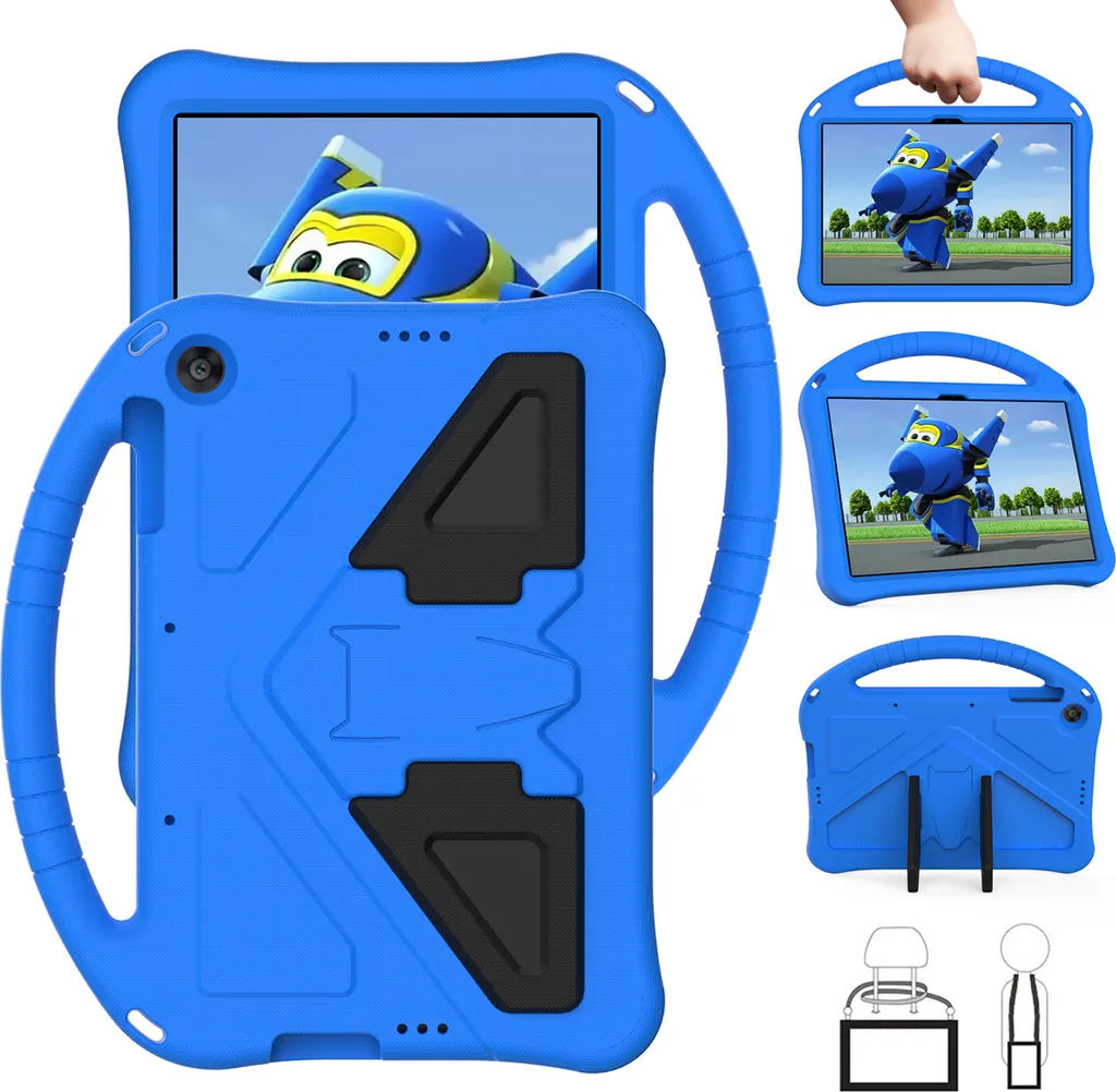 Custodia per bambini per Honor Pad X8 / Pad X8 Lite, custodia antiurto leggera in EVA con supporto pieghevole e maniglia blu