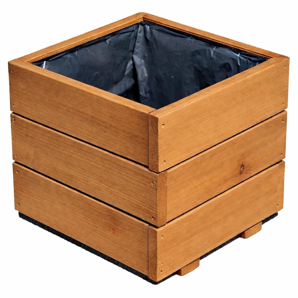 FKL DESIGN Home Deco Pflanzkasten aus Holz Pflanzkübel D26 (Eiche, 30 x 30 x 28 cm)