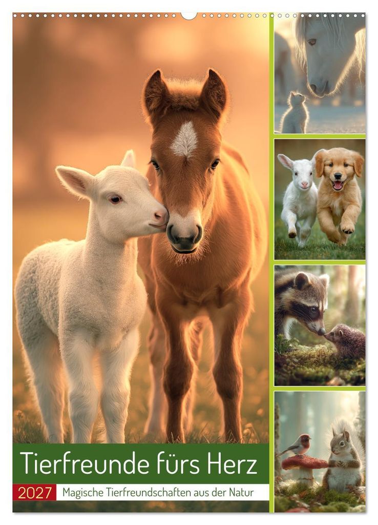 Tierfreunde fürs Herz (Wandkalender 2027 DIN A2 hoch), CALVENDO Monatskalender