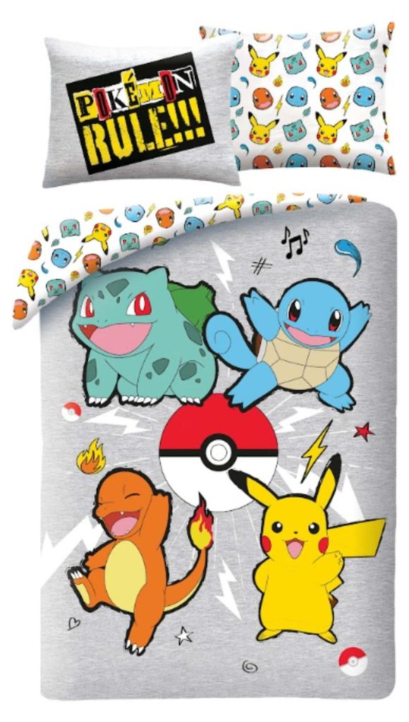 Pokémon Bettwäsche-Set – Bettbezug 140x200 cm + Kissenbezug 60x70 cm für Kinder