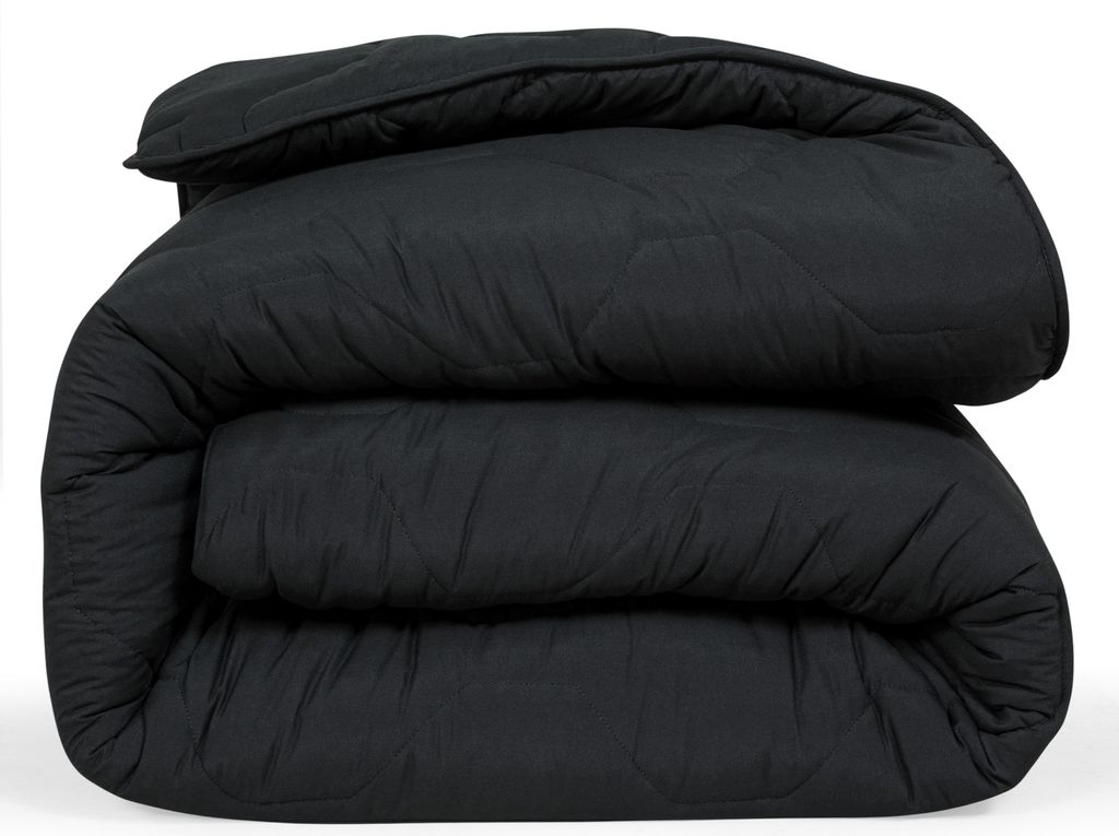 DoubleDry 2 in 1 Bettdecke 200x200 cm - Waschbare Bettdecke Ohne Bezug - Schwarz