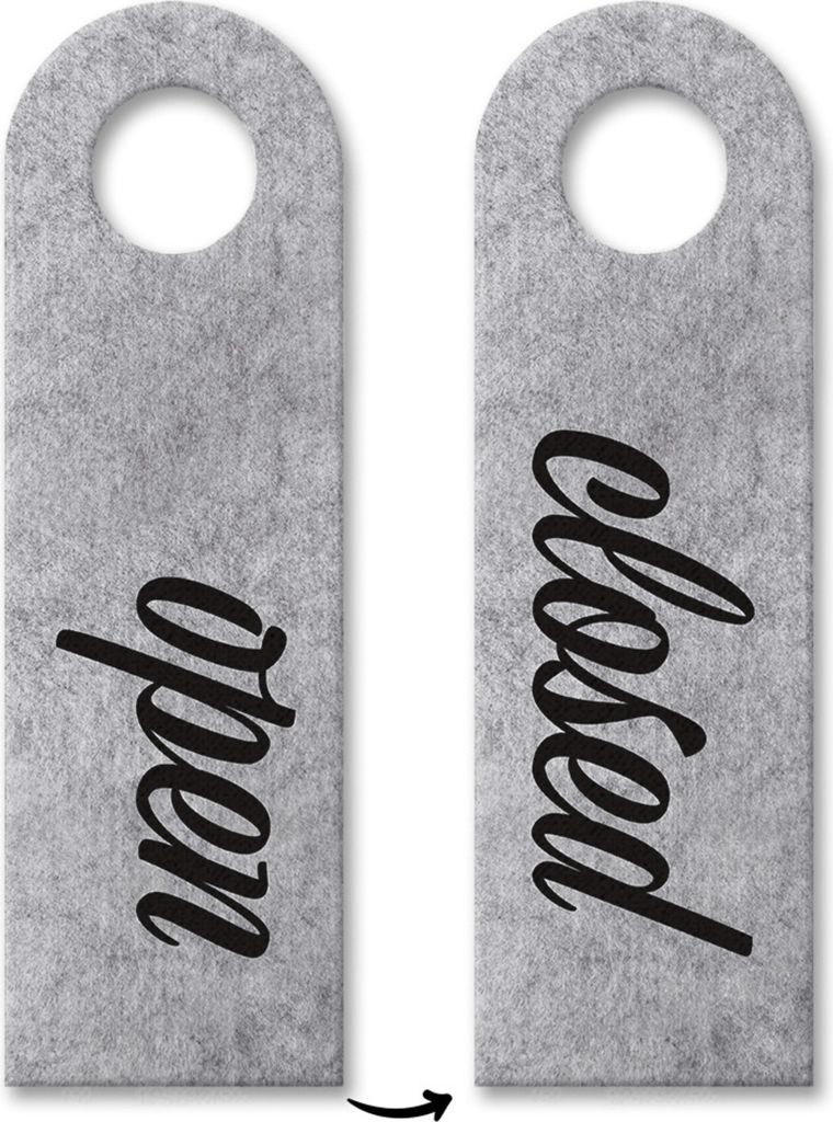 Open oder Closed Türhänger in Grau für die Bürotüre Arbeit Tür Offen Geschlossen